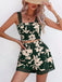 2PCS 1960er Blumen Gesmokt Breite Träger Leibchen & Shorts