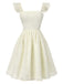 Beige 1950er Gurt Quadratischer Hals Rückenfrei Kleid