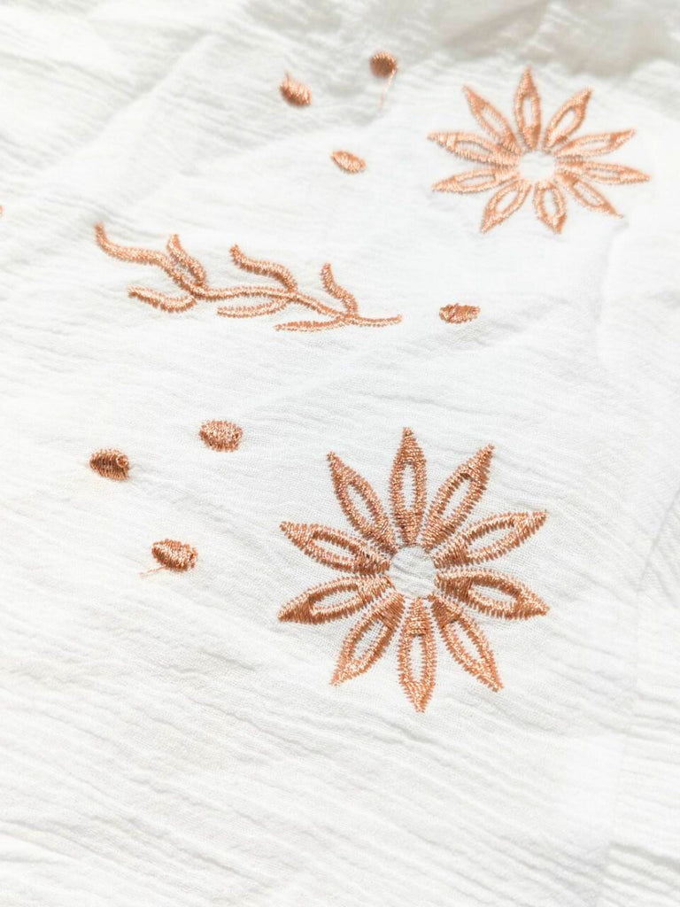 1930er Besticktes Blumen Tief V-Ausschnitt Texturiert Kleid