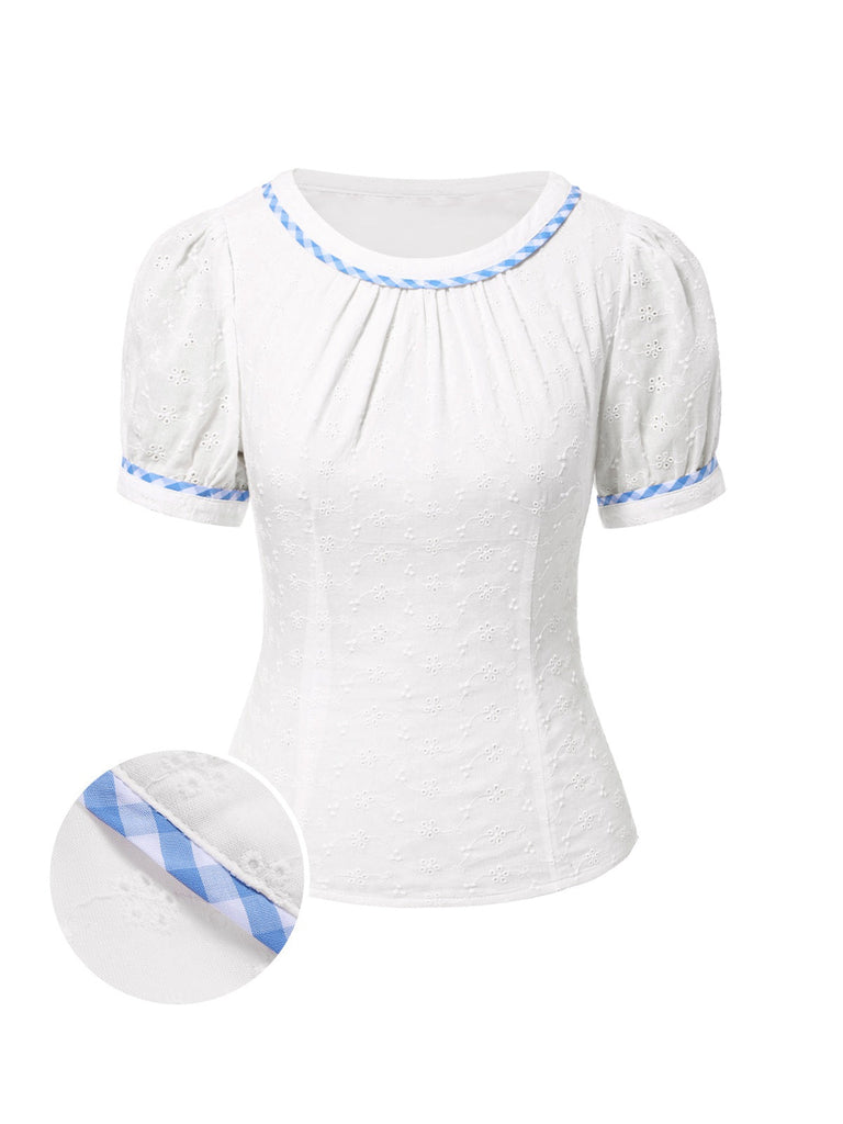 [Vorverkauf] 2PCS 1950er Baumwolle Gingham Plaid Top & Suspender Kleid