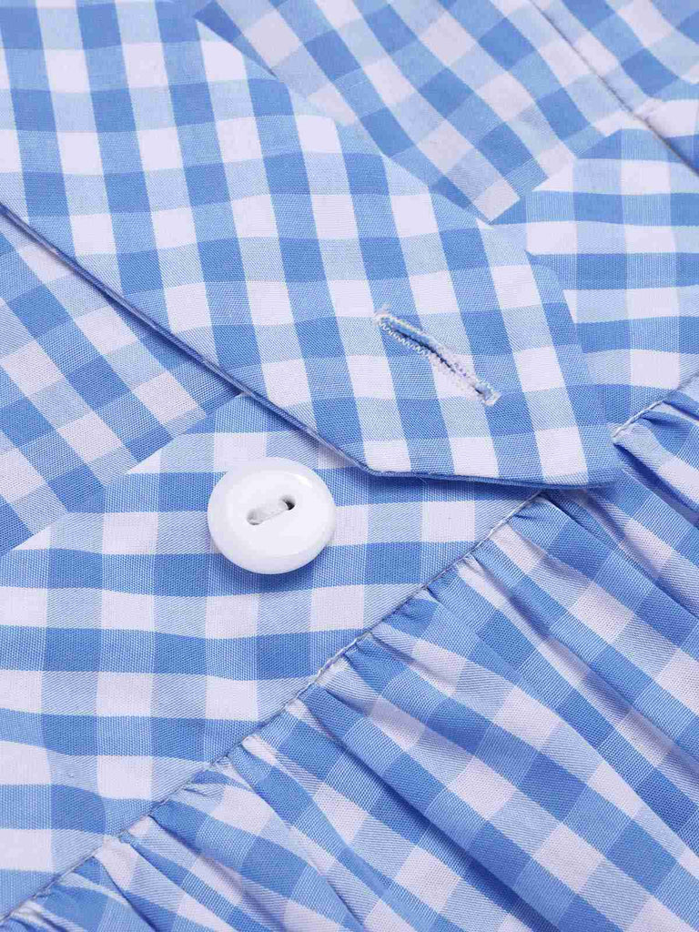[Vorverkauf] 2PCS 1950er Baumwolle Gingham Plaid Top & Suspender Kleid