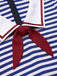 Blau 1950er Baumwolle Krawatte Nautisch Streifen Romper