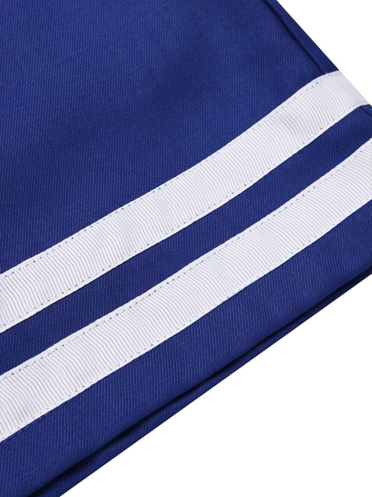 Blau 1950er Baumwolle Krawatte Nautisch Streifen Romper