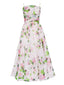 Multicolor 1940er Organza Blumen Spaghetti Träger Kleid