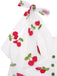Grün 1950er Kirsche V-Ausschnitt Netz Patchwork Kleid
