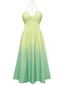 [Vorverkauf] 40er Kleid mit Ombre, Neckholder und V-Ausschnitt in Grün