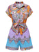 1970er Hemdkragen Paisley Drucken Gürtel Romper