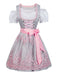 3PCS Rosa 1950er Oktoberfest Dirndl Blumen Jacquard Stickerei Kleid & Top