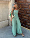 1950er Gingham Plaid Gesmokt Spaghettiträger Jumpsuit