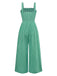1950er Gingham Plaid Gesmokt Spaghettiträger Jumpsuit