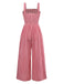 1950er Gingham Plaid Gesmokt Spaghettiträger Jumpsuit