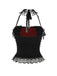 2PCS Schwarz 1980er Gothic Steampunk Halter Kreuz Camisole & Mini Rock