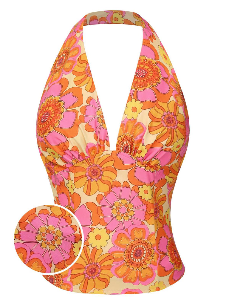 2PCS 1960er Blumen Halfter Top & Solide Rock
