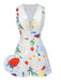[Vorverkauf] Blau 1970er Plaid Obst & Blumen Romper
