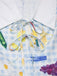 [Vorverkauf] Blau 1970er Plaid Obst & Blumen Romper