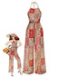 [Vorverkauf] 1970er Halter Boho Blumen Korn Jumpsuit