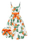 Orange 1950er Bogen-Taille Träger Kleid