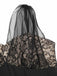 Schwarz 1950er Spitze Blumen Netz Swing Kleid