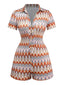 Multicolor 1970er Boho Bäume Revers Romper