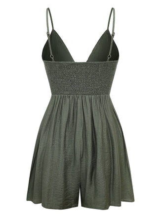 Dunkelgrün 1950er Stickerei Patchwork Gesmokt Romper