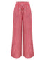 Rot 1980er Gingham Plaid Weites Bein Hose