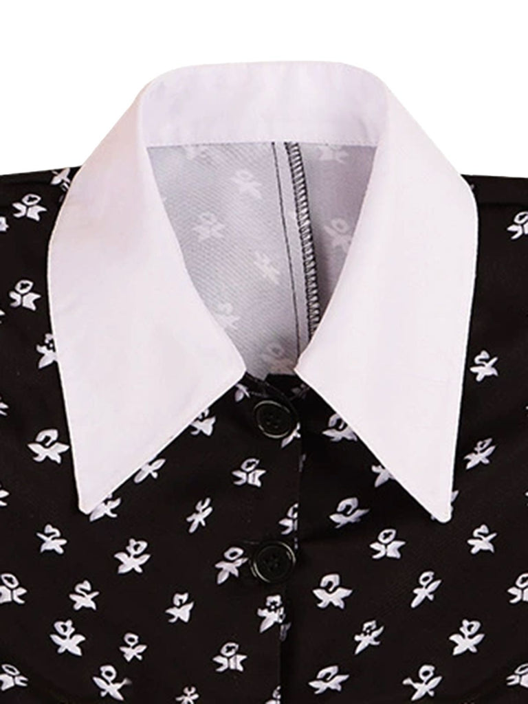 [Vorverkauf] Schwarz 1940er Wednesday Kostüm Mittwoch Addams-Stil Kleid
