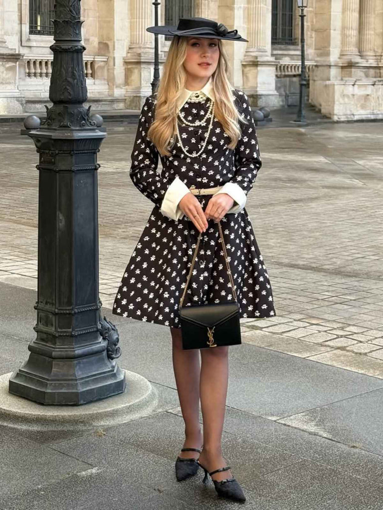 Schwarz 1940er Wednesday Kostüm Mittwoch Addams-Stil Kleid