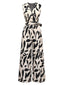 Beige 1930er Chorhemd Blätter Silhouette Jumpsuit