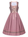 2PCS Nebelrose 1950er Oktoberfest Dirndl Blumen Satin Kleid & Schürze