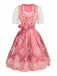 3PCS Rosa 1950er Oktoberfest Herzförmiger Hals Blumen Kleid & Schürze