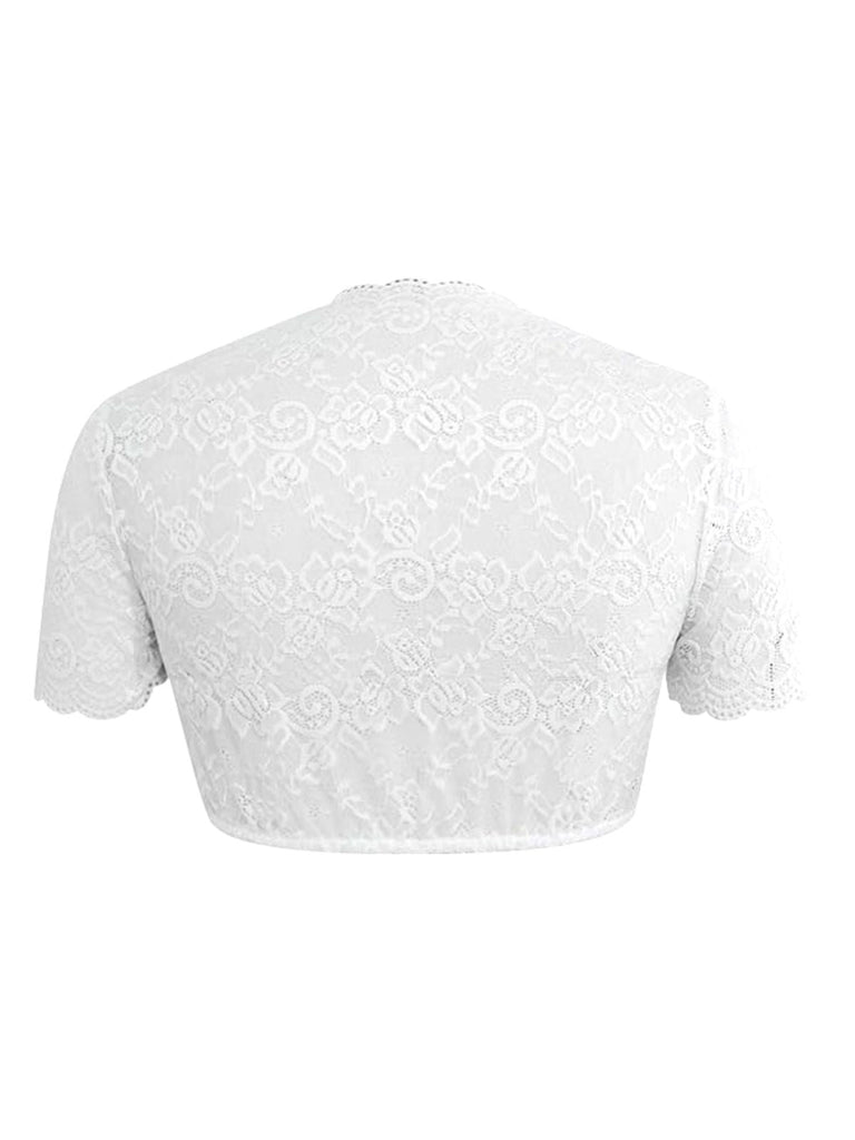 Weiß 1950er Oktoberfest Spitze Patchwork Binden Crop Top