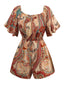 Mehrfarbig 1970er Bohemien Schulterfrei Romper