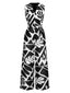 Schwarz & Weiß 1950er Pflanzen Silhouette Gürtel Jumpsuit