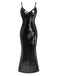 Schwarz 1930er Spaghetti Träger Zurückbinden Pailletten Kleid
