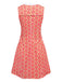 Orange 1960er Hippie Blumen Rundhals Kleid