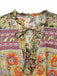 Grün 1970er Boho Style Schmetterling Blumen Kleid