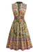 Grün 1970er Boho Style Schmetterling Blumen Kleid