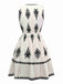 Weiß 1970er Tief V-Ausschnitt Boho Blumen Kleid