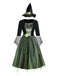 Grün 1950er Der Zauberer von Oz Wicked Witch 3D-Blumen Kleid