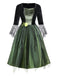 Grün 1950er Der Zauberer von Oz Wicked Witch 3D-Blumen Kleid
