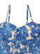 Blau 1940er Malerei Blumen Träger Kleid