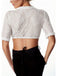 Weiß 1950er Oktoberfest Blumen Spitze V-Ausschnitt Crop Top