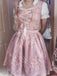 3PCS Rosa 1950er Oktoberfest Dirndl Puffärmel Top & Besticktes Schnürung Kleid