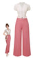 [Vorverkauf] 2PCS Rosa 1950er Tulip Bluse & Rose Tasten Hosen