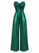 Grün 1970er Geknotetes Hollow Glänzend Jumpsuit