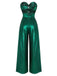 Grün 1970er Geknotetes Hollow Glänzend Jumpsuit