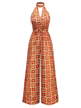 1960er Stehkragen Geometrisch Hippie Jumpsuit