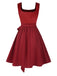 [Vorverkauf] 2PCS Rot 1950er Oktoberfest Dirndl Samt Kleid & Blumen Spitze Schürze