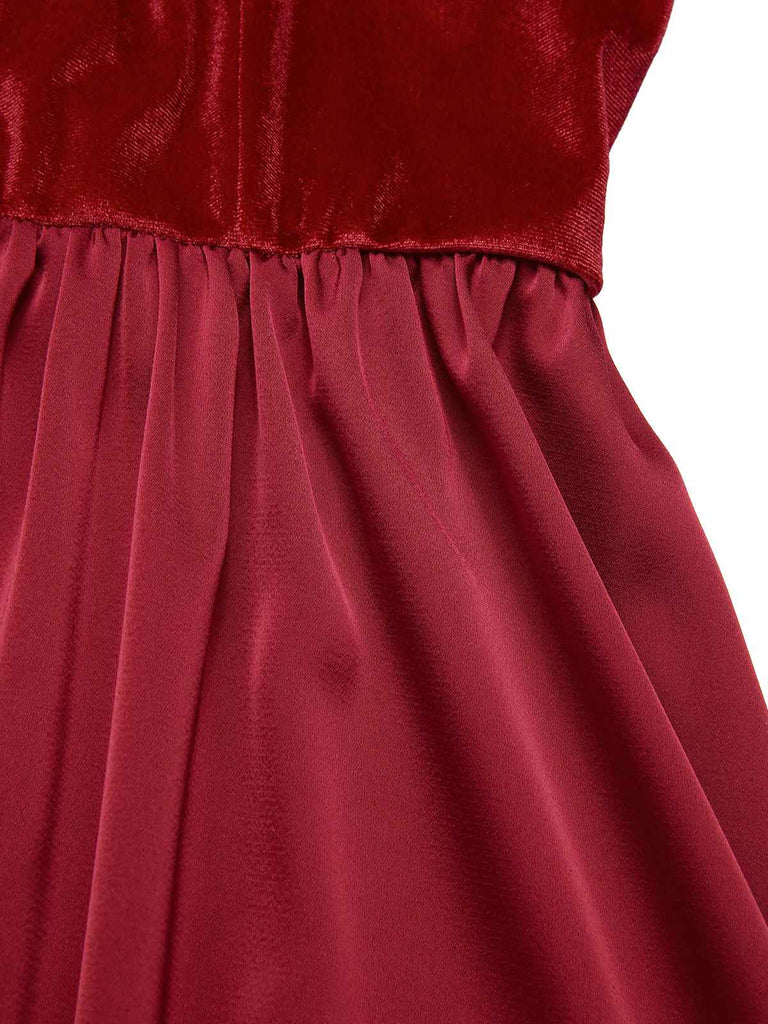 [Vorverkauf] 2PCS Rot 1950er Oktoberfest Dirndl Samt Kleid & Blumen Spitze Schürze