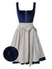[Vorverkauf] Blau 1950er Oktoberfest Dirndl Samt Kleid & Plaid Schürze